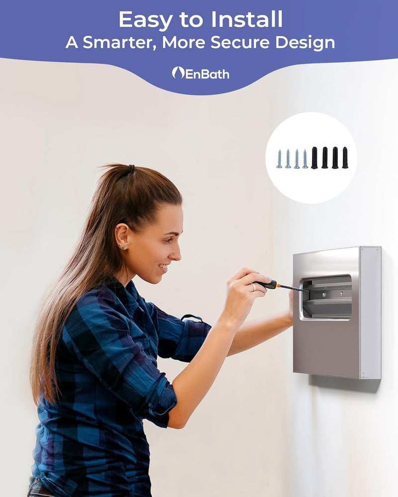 EnBath Toilet Seat Cover Dispenser Wall Mount - Stainless Steel Commercial Toilet Seat Cover Holder with Enhanced Design for Easy Loading, Secure Fit, and Improved Mounting, by - Image 5